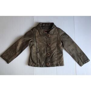 Catimini Kids Real Leather Jacket Unisex made in France size 5 Girls or Boys